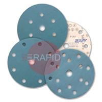 091088 SAITAC D-VEL 6S Hook & Loop Ceramic Velcro Disc 150mm Diameter, 180 Grit, 15 Hole