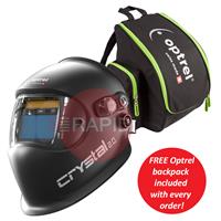 1006.901 Optrel Crystal 2.0 Black Auto Darkening Welding Helmet + FREE Optrel Backpack, Shade 4 - 12