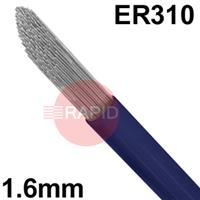 6011100339 Stainless Steel TIG Wire, 1.6mm Diameter x 1000mm Cut Lengths - AWS A5.9 ER310, 5Kg Pack