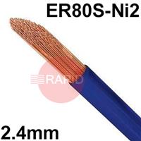 6011100553 Low Alloy Steel TIG Wire, 2.4mm Diameter x 1000mm Cut Lengths - AWS A5.28 ER80S-Ni2, 5Kg Pack