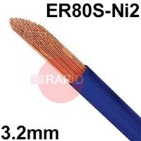 6011100554 Low Alloy Steel TIG Wire, 3.2mm Diameter x 1000mm Cut Lengths - AWS A5.28 ER80S-Ni2, 5Kg Pack