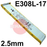 61302520L0 Esab OK 61.30 Stainless Steel Electrodes 2.5mm Diameter x 300mm Long. 0.7kg Vacpac (37 Rods). E308L-17