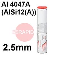 800623-1 Lincoln AlSi12 Aluminium Electrodes 2.5mm Diameter x 350mm Long. 8.0kg Carton (Contains 4 x 2.0kg Packs). Al 4047A (AlSi12(A))