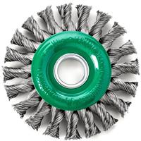 LES472811 Lessmann Twist Knot Wheel Brush 115 x 14mm 22.2mm Bore, 0.50 Stainless Steel Wire