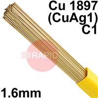 RO071625 SIFSILCOPPER No 7 1.6mm Tig Wire, 2.5kg Pkt - EN 14640: Cu 1897 (CuAg1), BS: 1453: C1