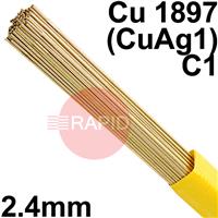 RO072401 SIFSILCOPPER No 7 2.4mm Tig Wire, 1.0kg Pkt - EN 14640: Cu 1897 (CuAg1), BS: 1453: C1