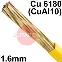 RO3216XX SIFALBRONZE No 32 90/10 Aluminium Bronze Tig Wire, 1.6mm Diameter x 1000mm Cut Lengths - AWS A5.7: ERCu AL-A2