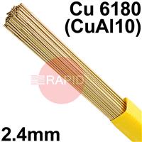 RO3224XX SIFALBRONZE No 32 90/10 Aluminium Bronze Tig Wire, 2.4mm Diameter x 1000mm Cut Lengths - AWS A5.7: ERCu AL-A2