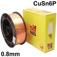 WO080807 Sifmig 8 phosphor bronze mig wire 0.8mm Dia 0.7kg Spl, ISO 24373 Cu 5180A (CuSn6p), BS: 2901 C11