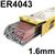 180416R120  Esab OK Tigrod 4043 Aluminium Tig Wire, 1.6mm Diameter x 1000mm Cut Lengths - AWS A5.10 R4043. 2.5kg Pack