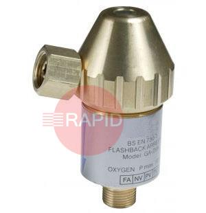 0657-0144  GCE FBV-OR-B D99 Resettable Oxygen Flashback Arrestor, Regulator Mounted, 10 Bar, 3/8 BSP