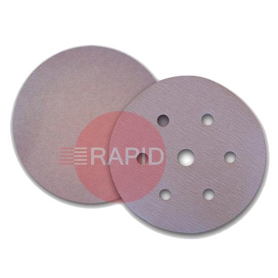 090943  SAITAC D-VEL 4S Paper Hook & Loop No Hole Aluminium/Oxide Velcro Disc 150mm, Grit 320 (Box of 100)