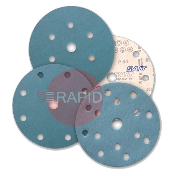 091142  SAITAC D-VEL 6S Hook & Loop No Hole Ceramic Velcro Disc 150mm Diameter, Grit 600 (Box of 100)