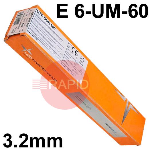 11000  UTP DUR 600 Hardfacing Electrodes 3.2mm Diameter x 450mm Long. 5.8kg Pack (130 Rods). E 6-UM-60