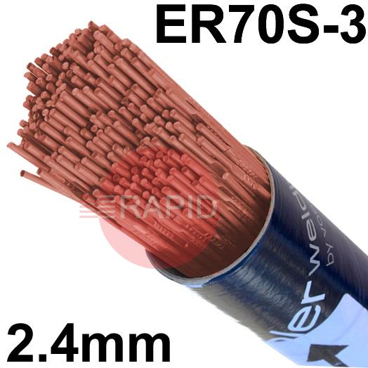 152450B  Bohler EML 5 Steel Tig Wire, 2.4mm Diameter x 1000mm Cut Lengths - AWS A5.18 ER70S-3. 5.0kg Pack