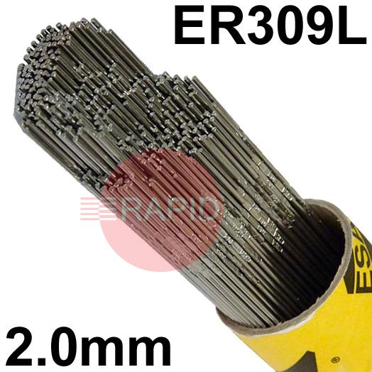 165320R150  Esab OK Tigrod 309L Stainless Steel Tig Wire, 2.0mm Diameter x 1000mm Cut Lengths - AWS A5.9 ER309L. 5.0kg Pack