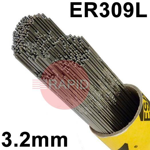 165332R150  Esab OK Tigrod 309L Stainless Steel Tig Wire, 3.2mm Diameter x 1000mm Cut Lengths - AWS A5.9 ER309L. 5.0kg Pack