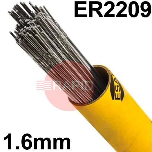 168616R150  Esab OK Tigrod 2209 Duplex Tig Wire, 1.6mm Diameter x 1000mm Cut Lengths - AWS A5.9: ER2209. 5.0kg Pack