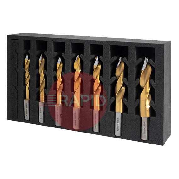 209015-SET4  HMT VersaDrive TurboTip Impact Drill Bit InsertFoam 7 Piece Set (6, 8, 10, 12, 14, 18, 22mm)