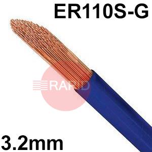 3010300473  Low Alloy Steel TIG Wire, 3.2mm Diameter x 1000mm Cut Lengths - AWS A5.28 ER110S-G, 5Kg Pack