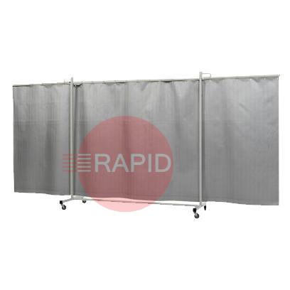 36.31.81  CEPRO Robusto XL Triptych Welding Screen with Atlas Heat Resistant Curtain - 4.4m Wide x 2.1m High, 550°c