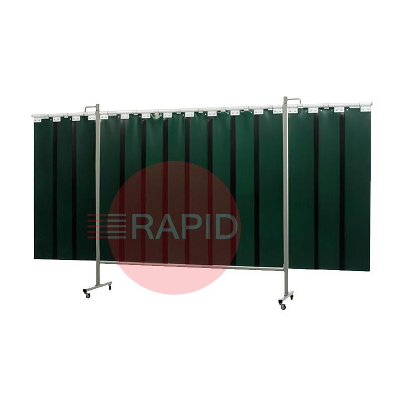 36.36.26  CEPRO Omnium Triptych Welding Screen, with Green-6 Strips - 3.7m Wide x 2m High, Approved EN 25980