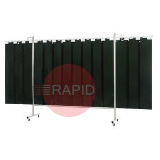 36.36.29  CEPRO Omnium Triptych Welding Screen, with Green-9 Strips - 3.7m Wide x 2m High, Approved EN 25980