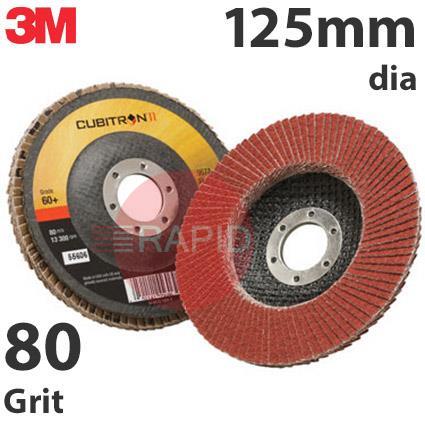 3M-51484  3M Cubitron II 969F 125mm (5) Flap Disc, 80 Grit - Flat (Box of 10)