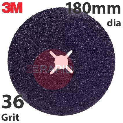 3M-7100309794  3M Cubitron 3 1182C Fibre Disc, 180mm Diameter, +36 Grit (Box of 25)