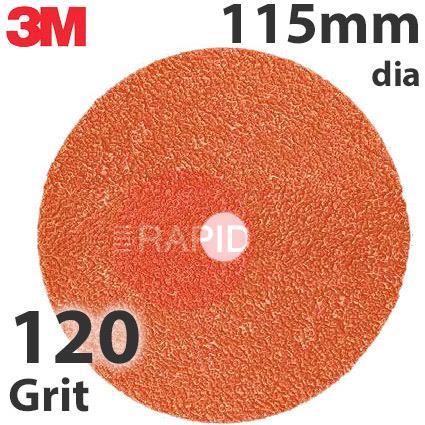 3M-89742  3M 787C Slotted Fibre Disc, 115mm (4.5) Diameter, 120+ Grit, Box of 25