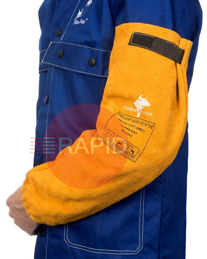 44-2321L  Weldas Golden Brown Cowleather Welding Sleeve - 20.5, 52cm (Pair), EN ISO 11611:2015