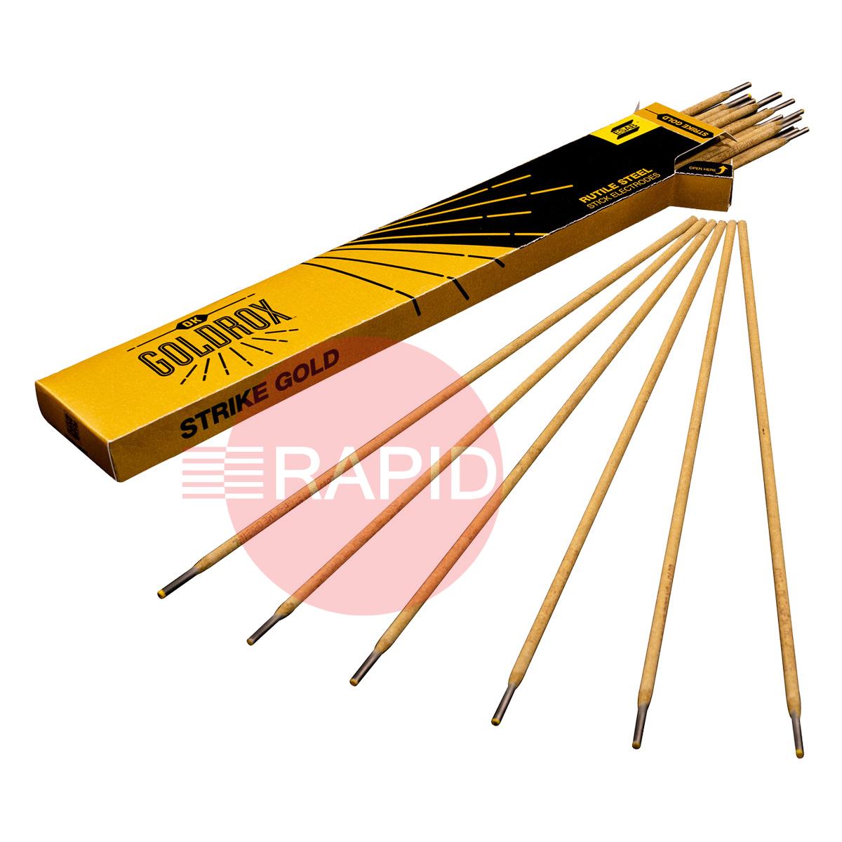 4659202510  Esab OK GoldRox 2.0mm x 350mm Mild Steel Electrodes, 2.1kg Pack. E6013