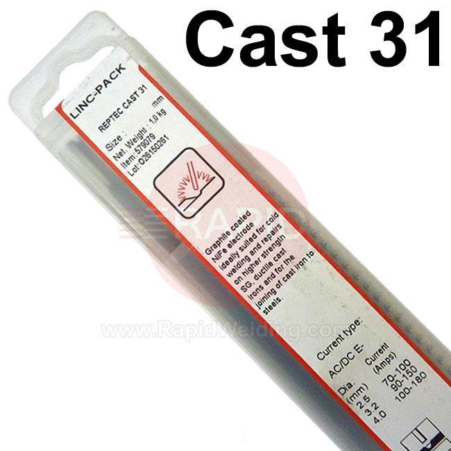 57906X  Lincoln RepTec Cast 31 Repair Electrodes, 1.0Kg Linc-Pack, ENiFe-CI