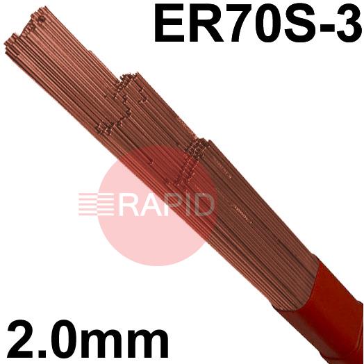 582789  Lincoln LNT 25 Steel Tig Wire, 2.0mm Diameter x 1000mm Cut Lengths - AWS A5.18 ER70S-3. 5.0kg Pack