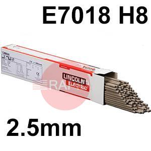 599206  Lincoln Electric 7018 Low Hydrogen Electrodes 2.5mm Diameter x 350mm Long. 12.3kg Carton (3 x 4.1kg 190 Rod Packs) E7018 H8