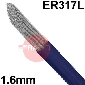 6011100590  Stainless Steel TIG Wire, 1.6mm Diameter x 1000mm Cut Lengths - AWS A5.9 ER 317 / 317L, 5Kg Pack