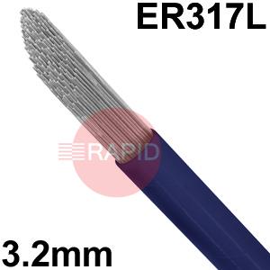 6011100592  Stainless Steel TIG Wire, 3.2mm Diameter x 1000mm Cut Lengths - AWS A5.9 ER 317 / 317L, 5Kg Pack