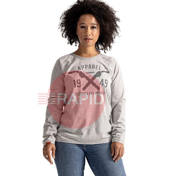 681270013FC  Kemppi Wear 0022 Grey Melange Women Long Sleeve T-Shirt - X Small