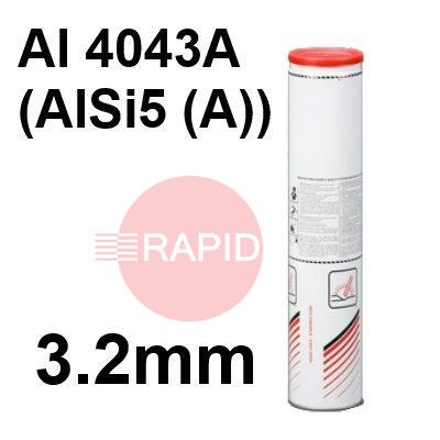 800609  Lincoln AlSi5 Aluminium Electrodes 3.2mm Diameter x 350mm Long. 8.0kg Carton. Al 4043A (AlSi5(A))