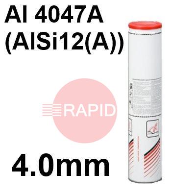 800647  Lincoln AlSi12 Aluminium Electrodes 4.0mm Diameter x 350mm Long. 2.0kg Pack (102 Rods). Al 4047A (AlSi12(A))