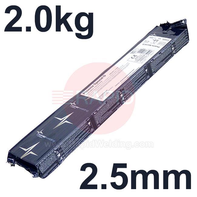 82429  Bohler Phoenix Spezial D Low Hydrogen Electrodes 2.5mm Diameter x 350mm Long. 2.0kg Drypack (102 Rods). E7016