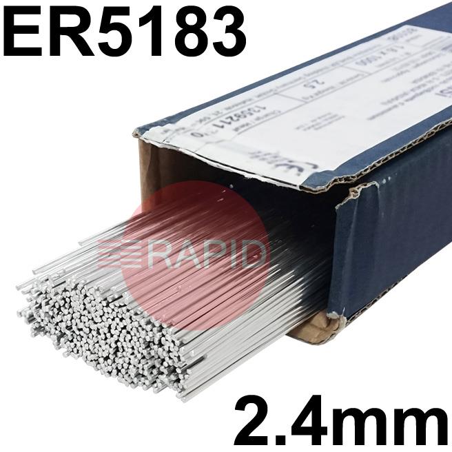 85121  Bohler Union 5183 AlMg 4.5Mn Aluminium Tig Wire, 2.4mm Diameter x 1000mm Cut Lengths - AWS A5.10 ER5183. 2.5Kg Pack