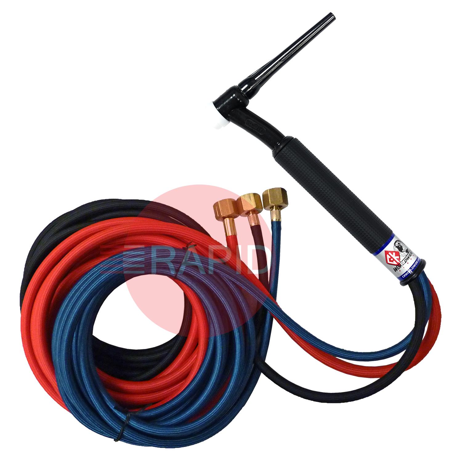 CK-CK325SFFX  CK 300 3 Series Water-Cooled 350 Amp TIG Torch with 8m Superflex Cables, 3/8 BSP, Flex Head