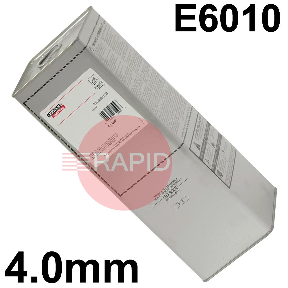 ED010285  Lincoln Fleetweld 5P+ Cellulosic Electrodes 4.0mm Diameter x 350mm Long. 22.7kg Easy Open Can. E6010