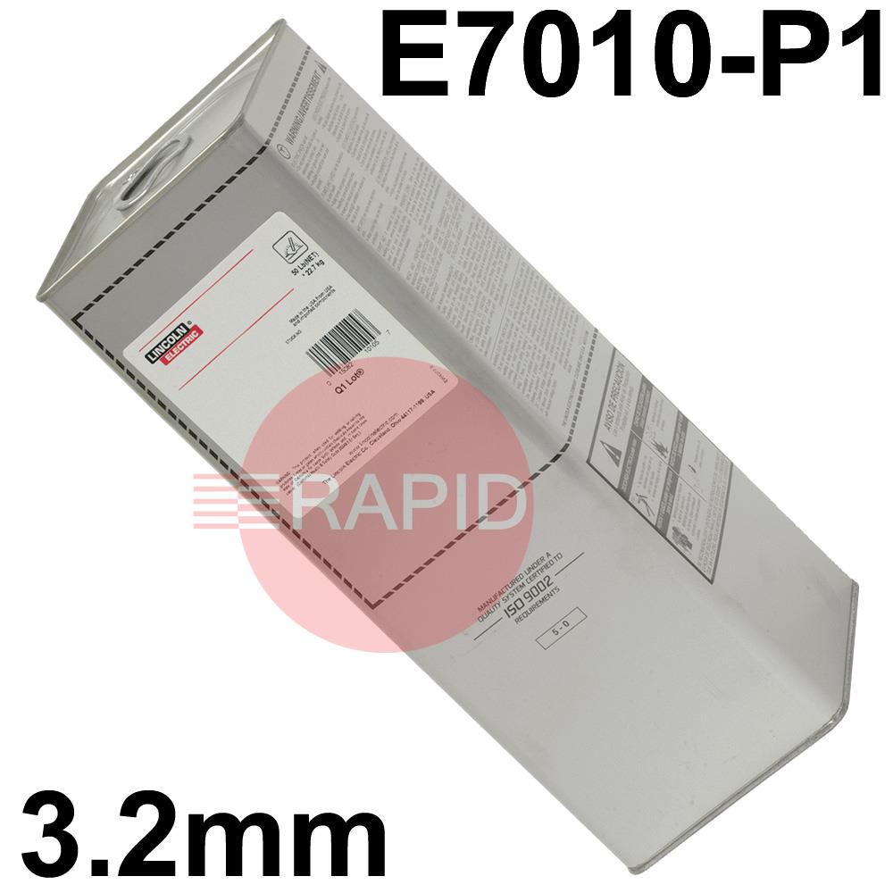 ED029511  Lincoln Shield Arc HYP+ Cellulosic Electrodes 3.2mm Diameter x 350mm Long. 22.7kg Easy Open Can. E7010-P1