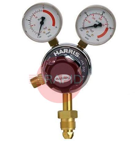 H1047  Harris Hydrogen 896 Two Stage Two Gauge Regulator 4.0 bar, 5/8 LH Cylinder Connection, 3/8 BSP Outlet, UK Fitting Only