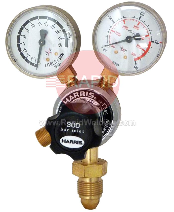 H1106  Harris 901 Single Stage 2 Gauge Argon Regulator 15 lpm, 5/8 BSP RH Inlet, G3/8 BSP Outlet