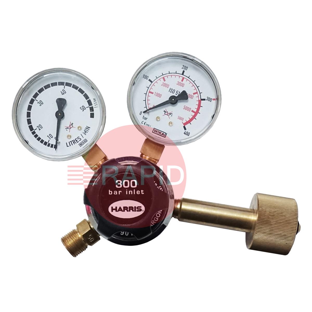 H1270  Argon (Nevoc 300 Bar) 801/901 Single Stage Two Gauge Regulator, W30x2 Nevoc RH Cylinder Connection, 3/8 BSP Outlet, UK Fitting Only