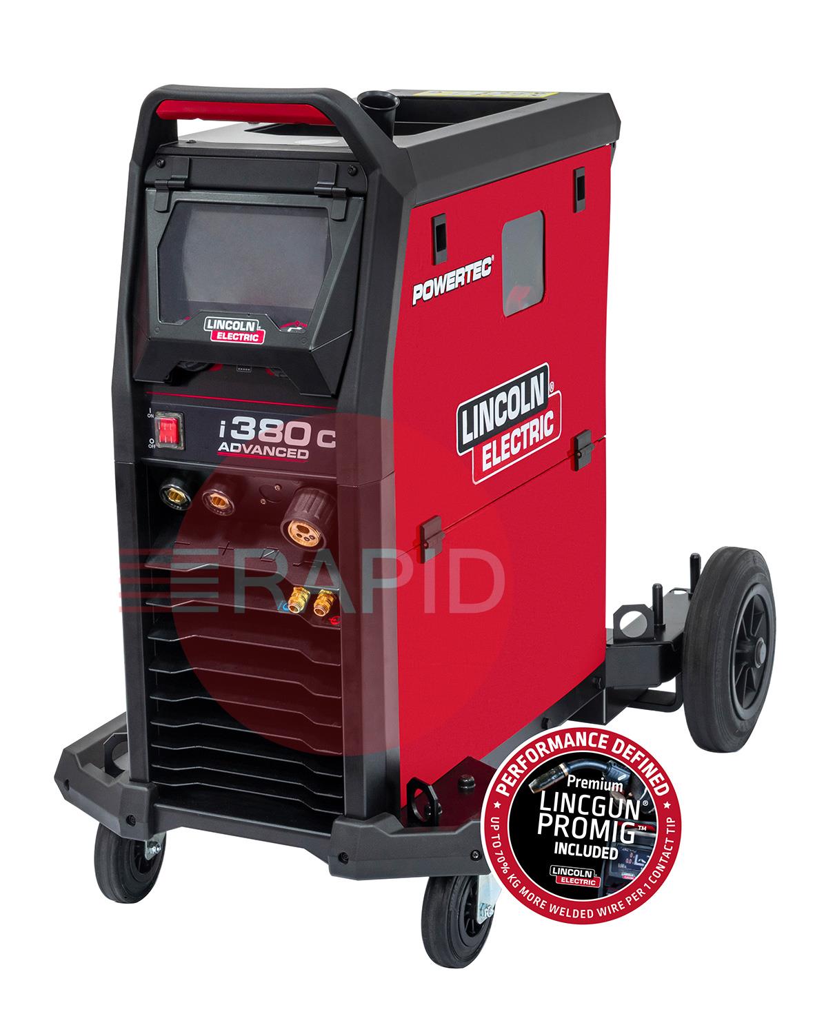 POWERTEC-i380C  Lincoln Powertec i380C Advanced MIG Inverter Welder Packages - 400v, 3ph