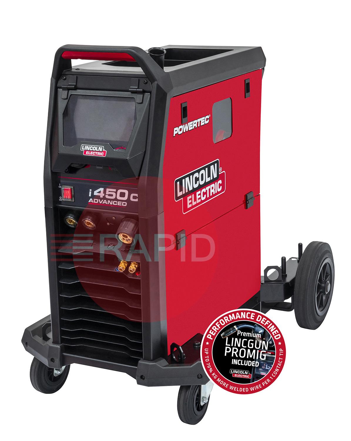 POWERTEC-i450C  Lincoln Powertec i450C Advanced MIG Inverter Welder Packages - 400v, 3ph